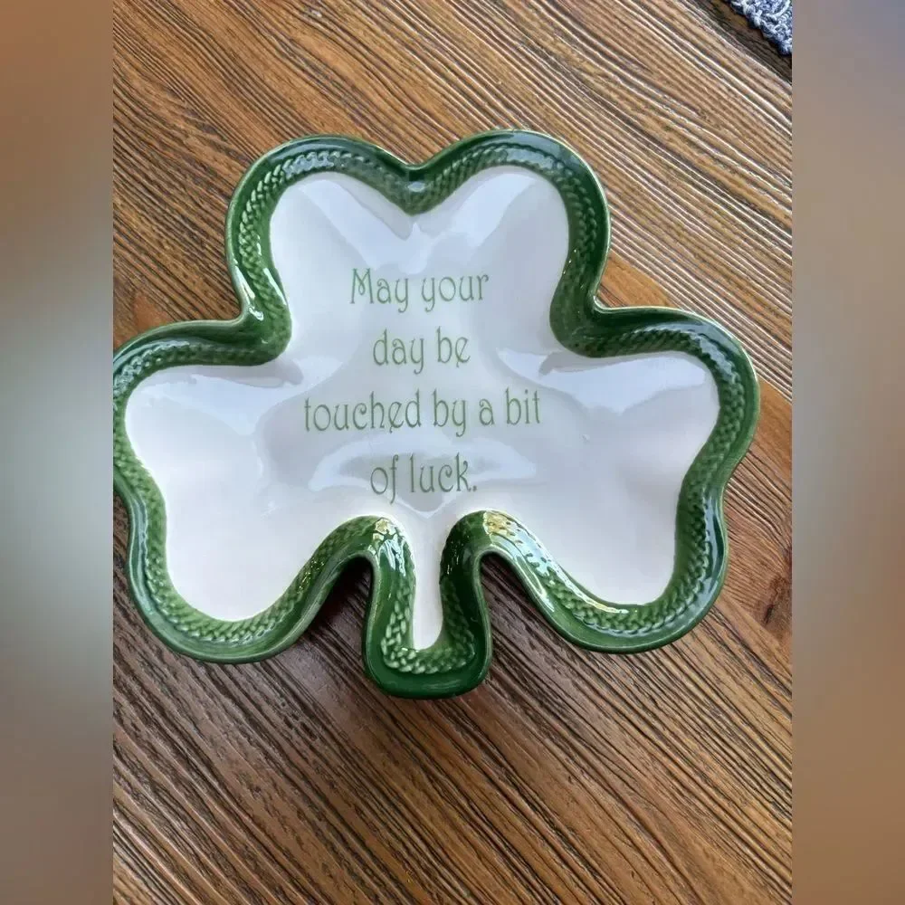 Green Shamrock Decorative Dish